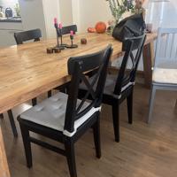 6x eettafel stoelen met kussentjes