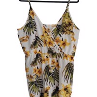 playsuit bloemen print geel groen XL