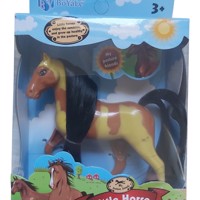 Little horse speelpaard camel bruin gevlekt zwart haar