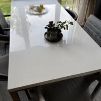 Design Eettafel rvs onderstel en wit hoogglans melamine blad