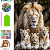 nr 73 Diamond Painting leeuw met jong 50x40cm (rond)