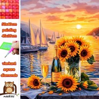 50x40cm Diamond Painting zonnebloemen (vierkant) nr 28