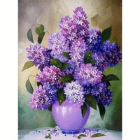 nr 11 Diamond Painting bloemen lila paars 50x40cm (vierkant)