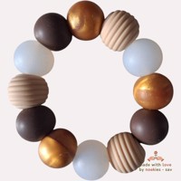 Noekies Handgemaakte Bijtring beige bruin goud - Nieuw!