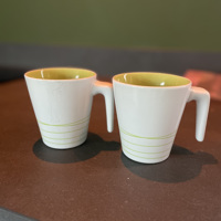 Koffie- of theemokken IKEA 9 stuks wit-groen met oor