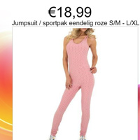 Jumpsuit / sportpak eendelig roze S/M - L/XL