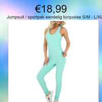 Jumpsuit / sportpak eendelig turquoise S/M - L/XL