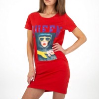 Shirt jurk Queen rood S
