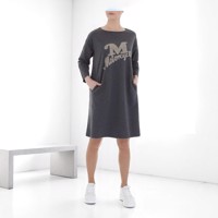 Sweat jurk motorcycle strass steentjes grijs XL/XXL