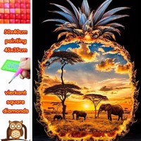 50x40cm Diamond painting Olifant in ananas (vierkant) nr 47