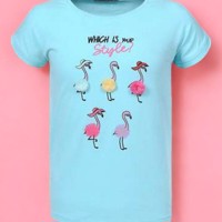 Glo-Story t-shirt flamingo's turquoise 98