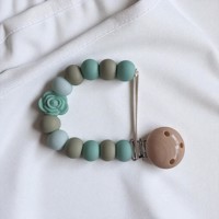 Speenkoord roosje mintgroen khaki