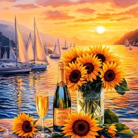 nr 28 Diamond Painting zonnebloemen 50x40cm (vierkant)