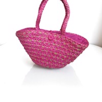 Strandtas roze jute beige