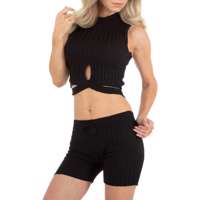 2 delige zomer set stretchy zwart M/L