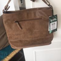 nieuwe mooie bruine tas schoudertas--rits sluiting