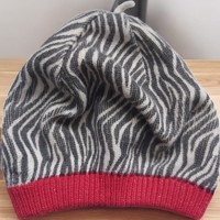 winter baret muts zebra roze glitter rand