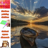 50x40cm Diamond Painting boot zonsondergang (vierkant) nr 53