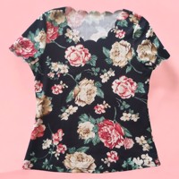 Stretchy T-shirt bloemenprint L