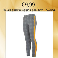 Holala geruite legging geel met zijstreep S/M - XL/XXL