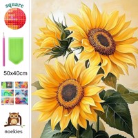 nr 28 Diamond Painting zonnebloemen 50x40cm (vierkant)