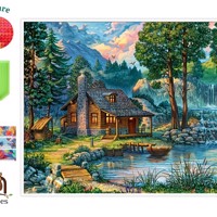 nr 45 Diamond Painting boshuisje 50x40cm (vierkant)