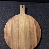 Houten serveerplank borrelplank rond 30 cm met handgreep 