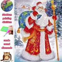 50x40cm Diamond painting kerstman met rugzak (rond) nr 76 