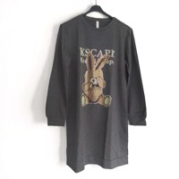 Sweat jurk strass steentjes grijs L/XL