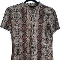 Shirt slangenprint crème bruin S