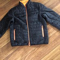 leuk nieuw kort jasje blauw met vrolijk oranje gevoerd dun g