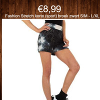 Fashion Stretch korte (sport) broek zwart S/M - L/XL