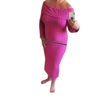 Offshoulder jurk roze XXL