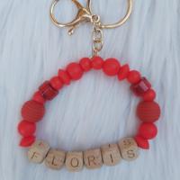 Gepersonaliseerde naam sleutelhanger rood