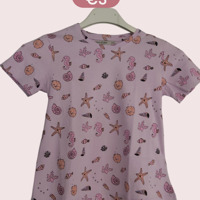 Glo-Story t-shirt zee schelpen lila paars 110