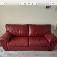 Rood leren Comfortabele 3 persoons bank