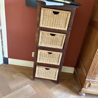 kastje met rieten manden