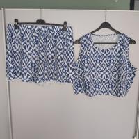 Zomerse tweedelige set blauw wit XXL