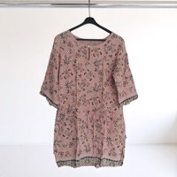 Luchtige zomerjurk bloemetjes oudroze blauw 44/XXL