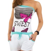 Playsuit offshoulder glitter wit XL