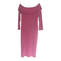 Offshoulder jurk roze XXL