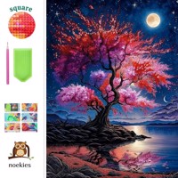 nr 38 Diamond Painting roze boom 50x40cm (vierkant)