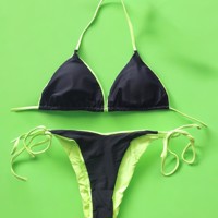 Bikini neon groen zwart L