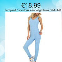 Jumpsuit / sportpak eendelig blauw S/M - L/XL