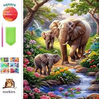 nr 33 Diamond painting olifant 50x40cm (vierkant)