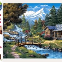 50x40cm Diamond Painting Alpen huisje (rond) nr 82