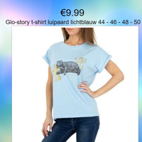 Glo-story t-shirt luipaard lichtblauw 44 - 46 - 48 - 50