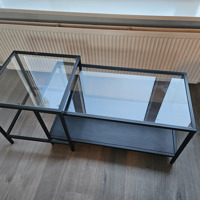 Salontafel set zwart/glas