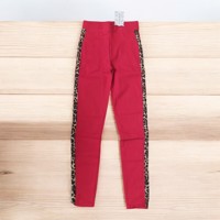 Fashion stevige legging panterprint rood S/M 36/38