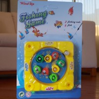 vis hengel spel opwindbaar geel reis editie